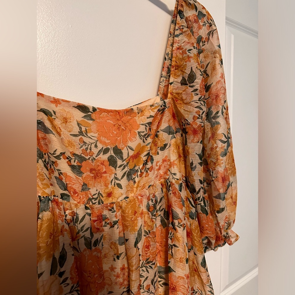 Storia Orange Floral Dress (Size L)